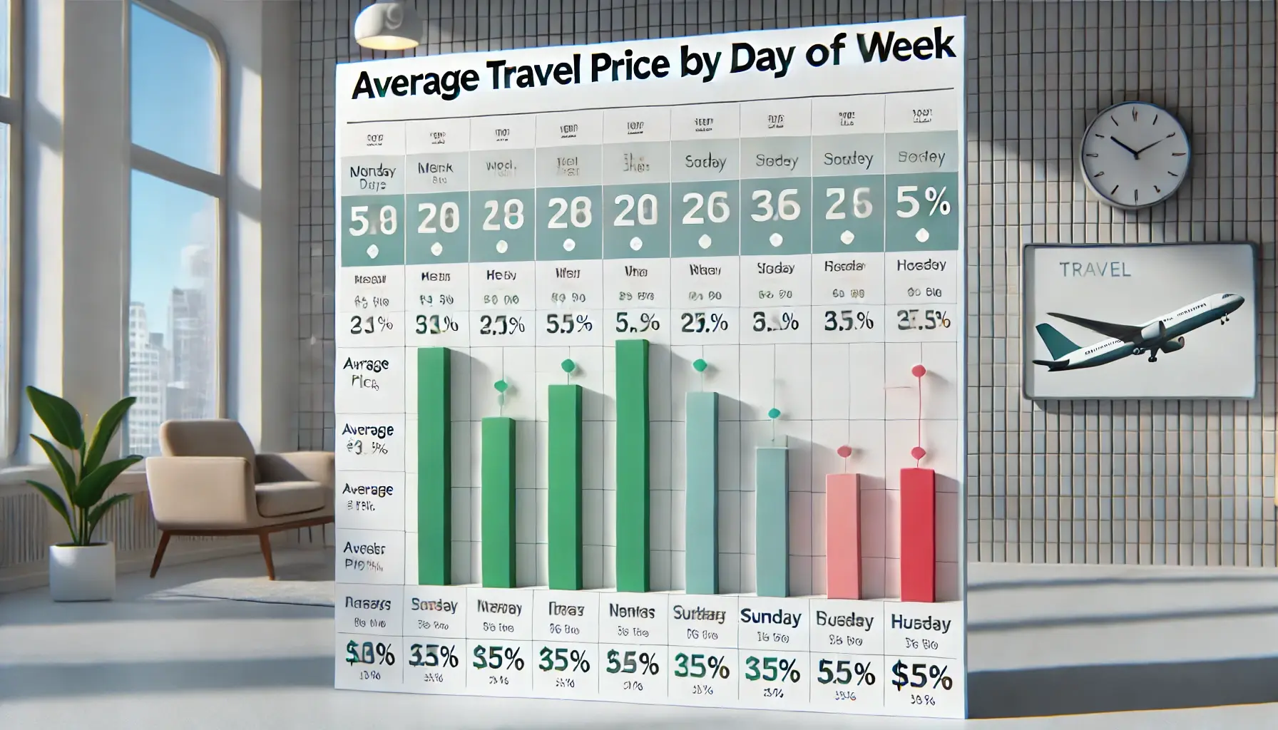 旅行予約の曜日別価格グラフ