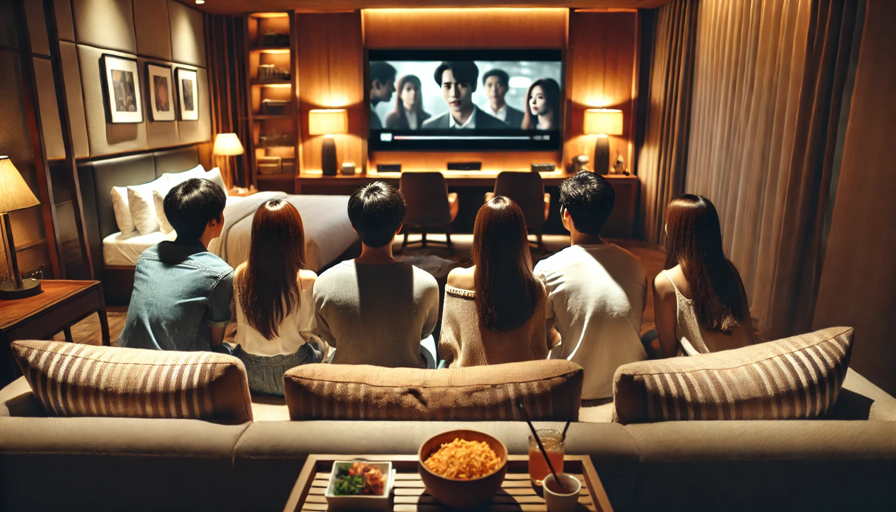 ホテルの部屋で映画鑑賞